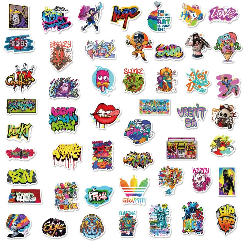 10/25/50pcs Street Graffiti Vinyl Stickers Aesthetic Decals for Luggage Motorcycle Helmet Water Bottle Phone Laptop Skateboard