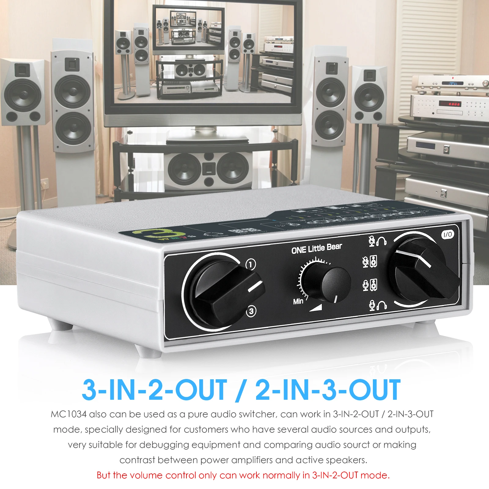 Douk Audio Mini Microphone Headset / Speaker Switcher Box Selector Analog Audio Jack Splitter for Headphones