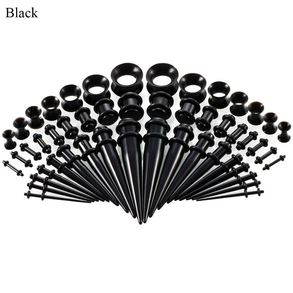 Acryl Oor Gauge Doorstoken Oorbellen Taper En Plug Stretching Kits Gemengde Kleur Oor Flesh Tunnel Uitbreiding Body Piercing Sieraden: black