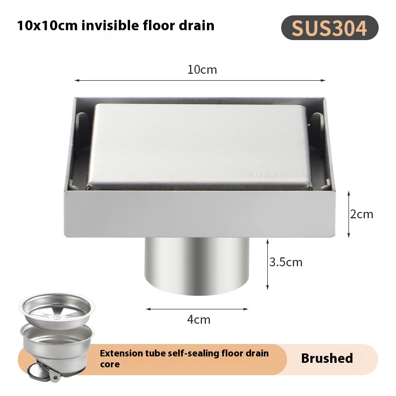 Siphon de sol invisible en acier inoxydable 304, drainage GNE, anti-odeur, noir, carré, salle de bain, toilette, salle de douche: Bourgogne