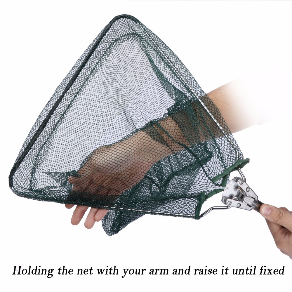 Goture Triangular Landing Net 40x40cm Foldable Fishing Net With Aluminum 3 Section Extending Pole Fishing Network