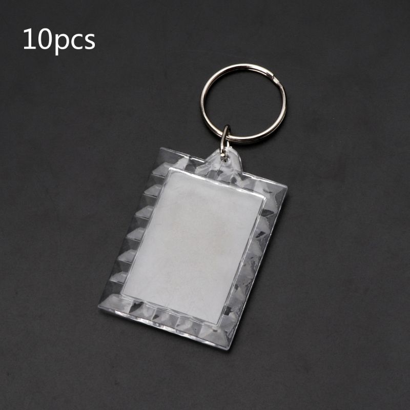 10Pcs Picture Blank Keyrings Transparent Acrylic Key Chains Insert Your Photo Picture Frame Keyring DIY Split Ring: 6