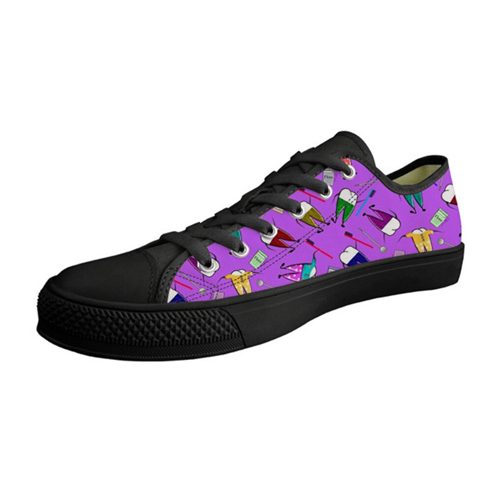 Chaussures personnalisées + chaussures plates hommes toile baskets dessin animé dentiste impression bas haut vulcanisé hommes chaussures espadrilles décontractées pour homme: HM391Z37