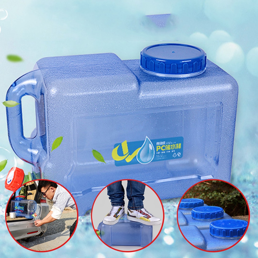 Cubo de agua para acampar, cubo de agua para beber con tapa y espita, jarra de agua cuadrada de 12 L para acampar, hacer senderismo, gira con auto-conducción