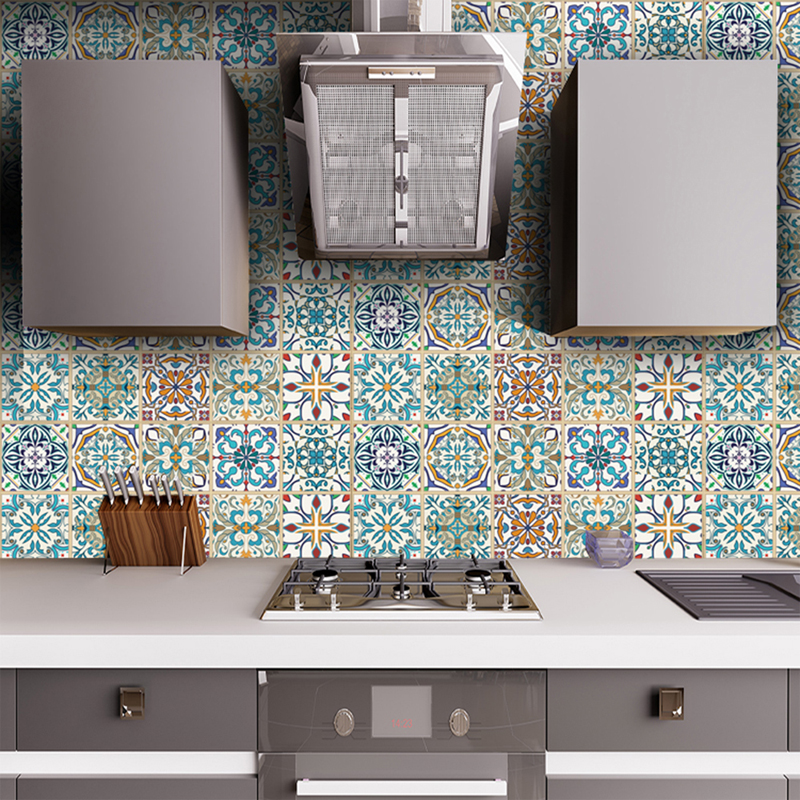 Retro Tile Wall Stickers Kitchen Bathroom Decoration 3D Wallpaper Waterproof Vinyl Self-Adhesive Tile Decals Home Decoration
