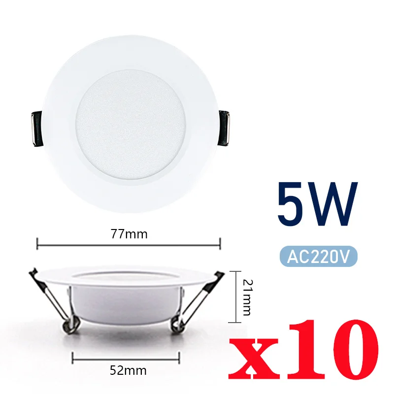 10 teile/los LED Downlight 3W 5W 7W 9W 12W 15W Decke Lampe Runde LED Blub 220V Einbau drinnen LED Decke Licht für Wohnzimmer: Natürliche Licht / Weiß