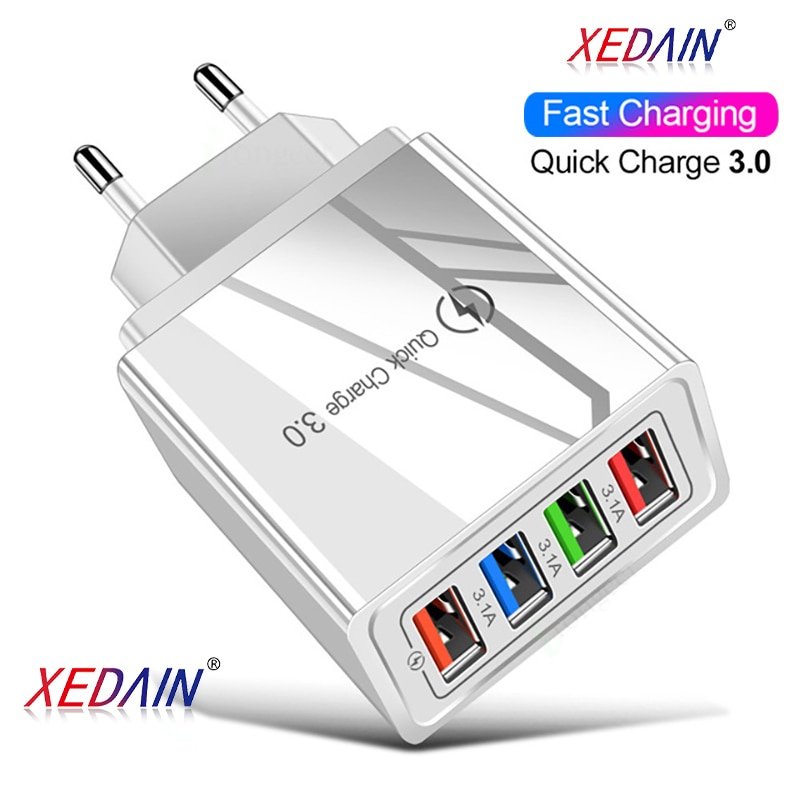 5V/3A Del Telefono 4 Porte Caricatore EU/US Carica Rapida 3.0 Caricatore USB Carica Veloce Veloce Veloce per il iphone 7 8 di Apple Samsung Xiaomi Huawei