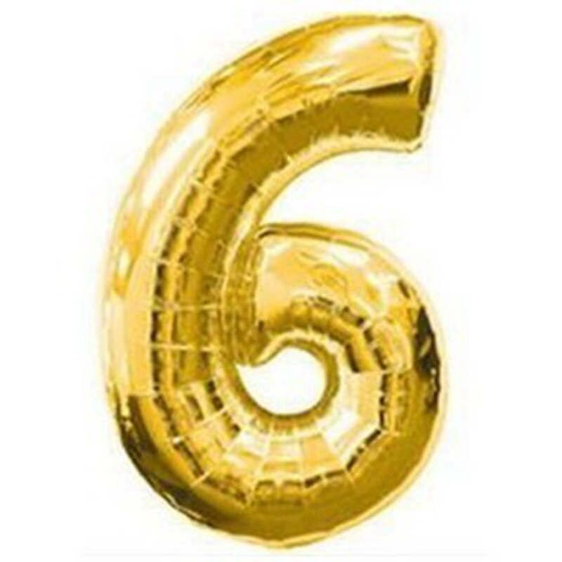 number 16 inches of gold and silver balloons on Year's birthday party balloons decoration family wedding 1 PCS: gold 6