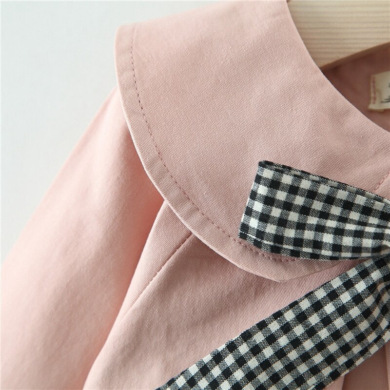 Chaqueta de abrigo para bebés y niñas, abrigo liso con cuello de muñeca a cuadros, abrigos a prueba de viento, prendas de vestir, ropa Casual, cazadora para Otoño e Invierno