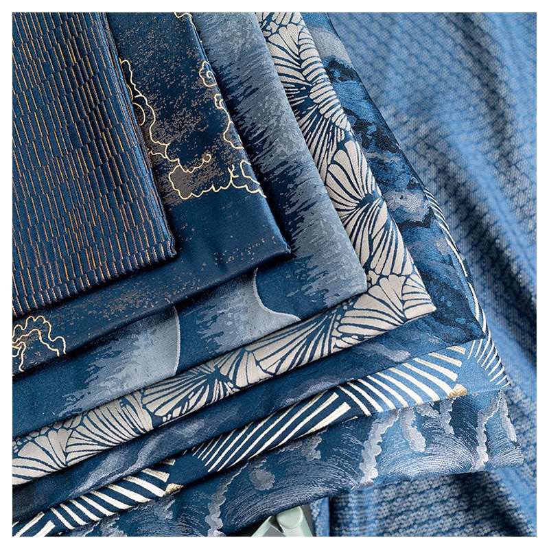 MYLB Satin Fabric Chinese style Retro Upholstery Fabric Blue Pillow cushion fabric for Sofa curtain cloth 100*145cm