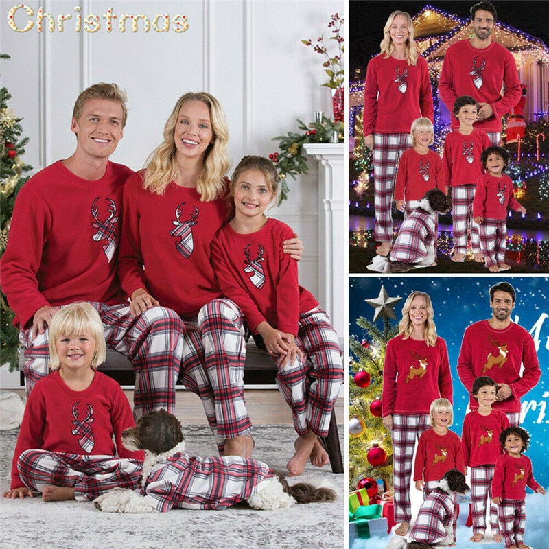 Pudcoco familie matchende julepyjamas sæt jule nattøj nattøj outfits