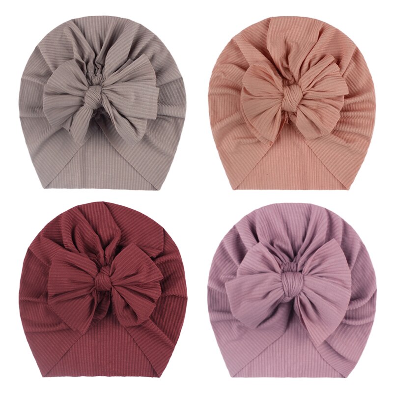 Gorra de algodón para bebé, gorro con lazo para niña recién nacida, accesorios de fotografía para niña, gorro estilo turbante sin bordes, accesorios para niño