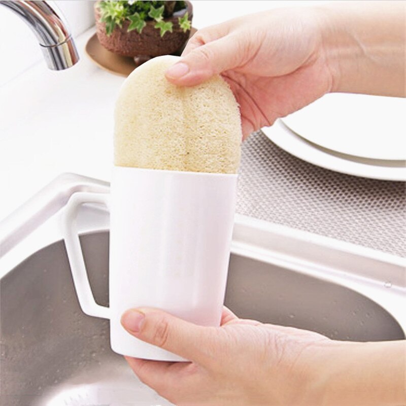 1/3Pc Natural Loofah Dishwashing Cloth Kitchen Decontamination Non-stick Oil Brush Pot Double-sided Cleaning Microfibre Sponge