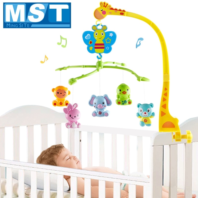 Baby Rattles Crib Mobiles Toy Animal Giraffe Rotating Bed Bell Musical Box 0-12 Months Infant Holder Clockwork Kids