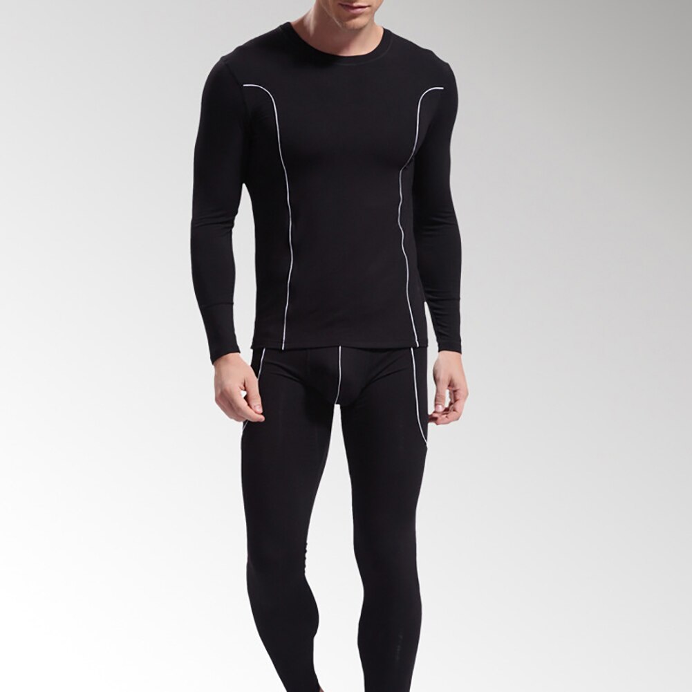 Men Stripe Pattern Long Sleeve Thermal Underwear Slim Top Pants Sets for Men Winter Clothing Men