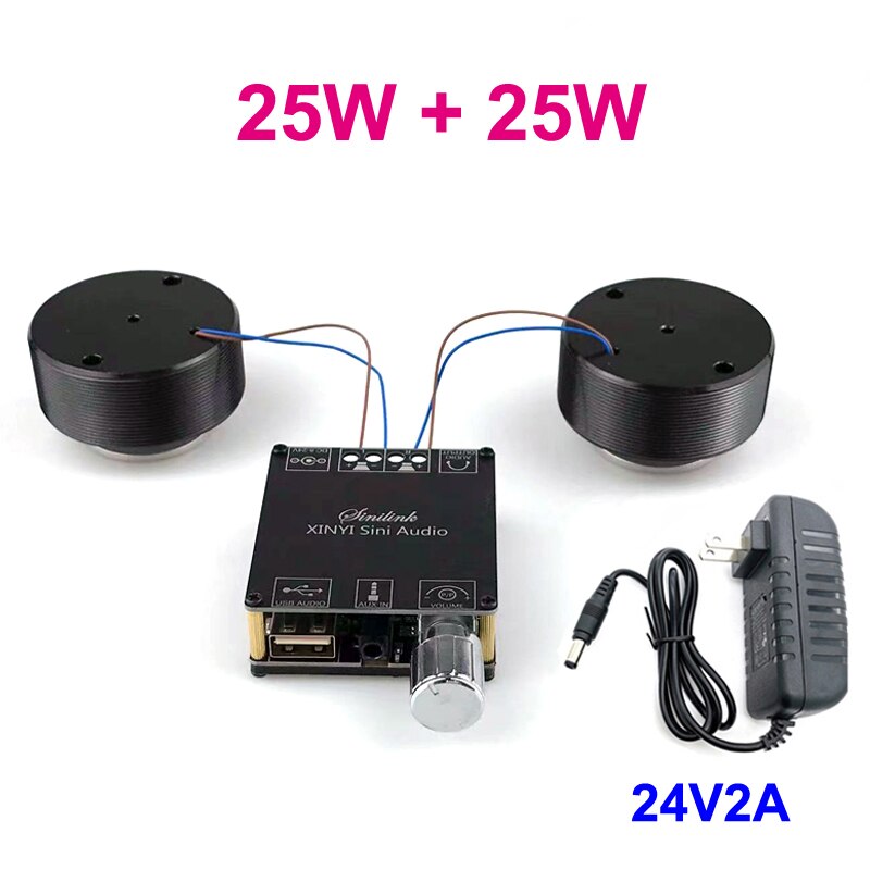 2*25W Audio Portable Resonance Vibration Speaker Bluetooth-Compatible DIY Stereo Class D Power Amplifier Subwoofer HiFi System