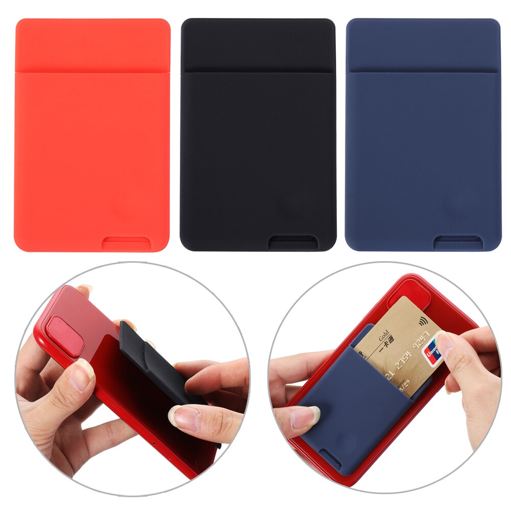 Universal Wallet Case Stok Op Telefoon Id Credit Kaarthouder Siliconen Zelfklevende Cellphone Back Pocket Sticker Kaart Mouwen tas