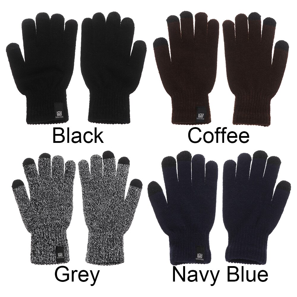 Efterår vinter strikket uld touch screen handsker fuld finger tykke plys vanter mænd kvinder udendørs sport cykling varme handsker