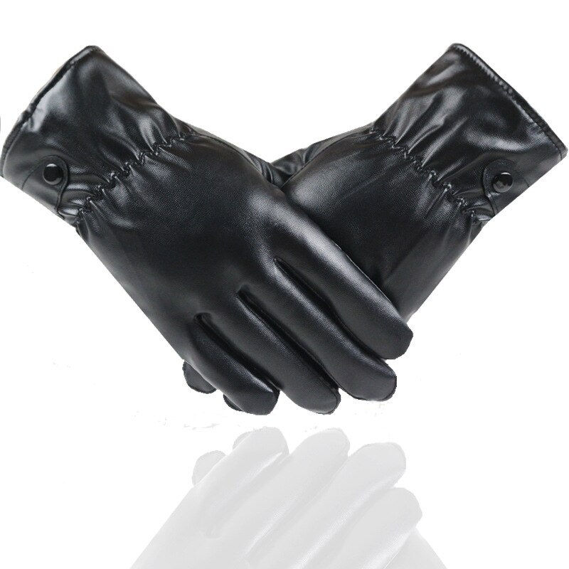 Guantes de invierno para hombre, de lujo, de piel sintética, Cachemira, guantes cálidos para conducir, resistentes al agua, para exteriores
