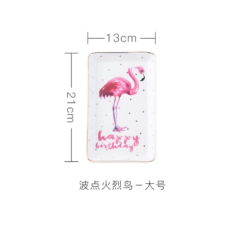 Creativity Flamingo Porcelain Square Plate Dish Ceramic Dessert Plate Ewellery Tray Storage Plate Snack Decorative Plate Set: Black