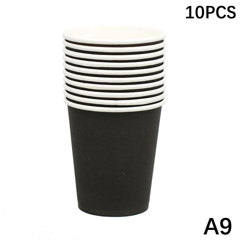 10 stk. 9oz/250ml ensfarvede tykke papkrus engangskop bryllup fødselsdagsfest engangsservice engangs papkrussæt: Mørkegrå
