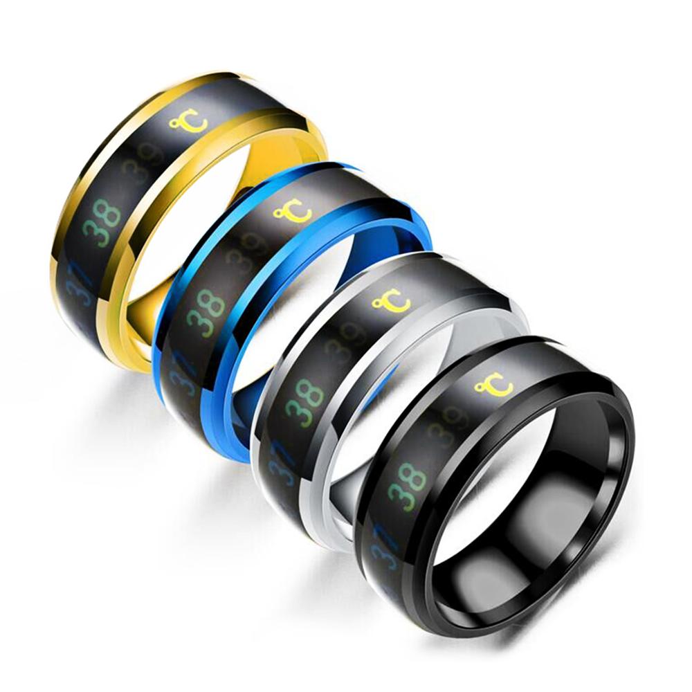 Temperatur ring titanium stål humør følelser følelse intelligent temperatur følsomme ringe kvinder mænd vandtætte smykker