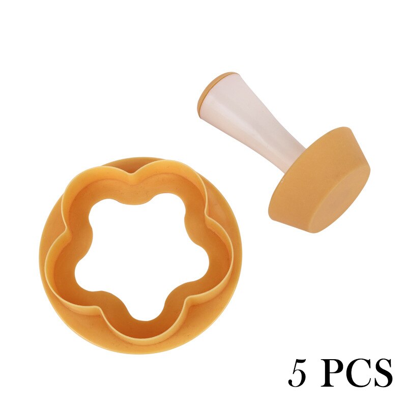 Plastic Pastry Tamper Tart Shell Molds Tart Cutter Flower Round Dough Cookie Cutter Set Cupcake Muffin Mold Cooking Tools: 5pcs