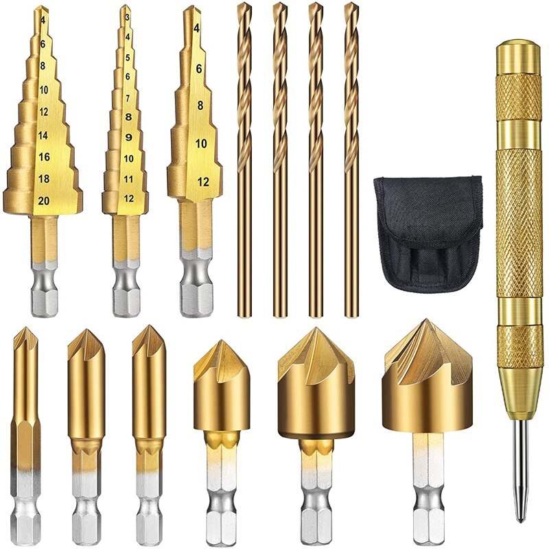 Step Drill Bit Set 1/4 Inch Hex Shank 5 Flute Coun... – Grandado