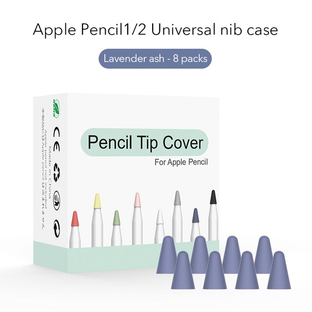 Pencil Tip Cover For Apple Pencil 2 1 Generation Nib Case Cover 8PCS Mute Silicone Cover Skin Screen Protector For Apple Pencil: Purple