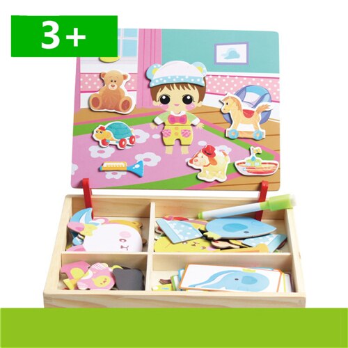 Kids Wooden Puzzles Educational Toys Animals/ Vehicle /Circus Drawing Board Magnetic Puzzle Wood Toy For Kids: m-t-120-G