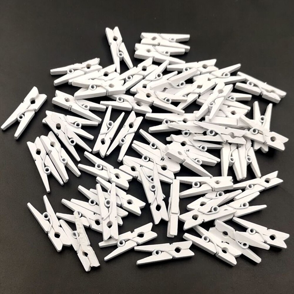 Pinzas de foto de madera Natural para decoración de fiestas, pinzas de madera de Color para manualidades, bricolaje, 100 Uds.
