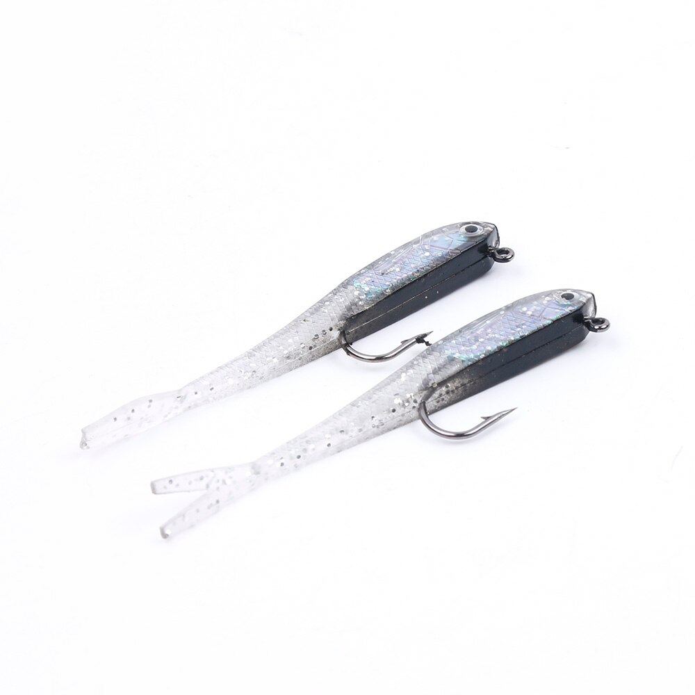 2 uds 70mm suave de silicona de pesca Señuelos de Pesca cebos Minnow señuelos aparejo con cebo con cigüeñal