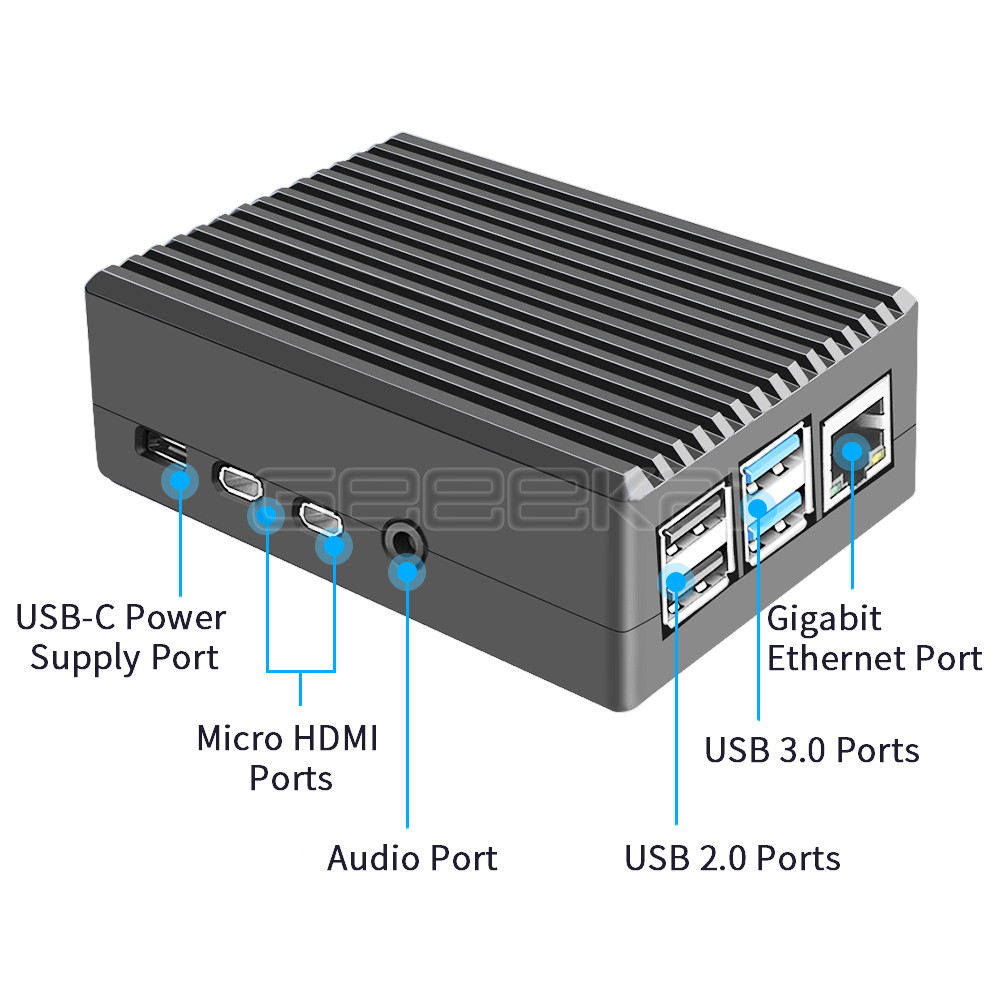 Geeekpi Zwart/Donkergrijs Metalen Case Behuizing Cover Shell Met Koellichamen Voor Raspberry Pi 4B Pi 4 Model B