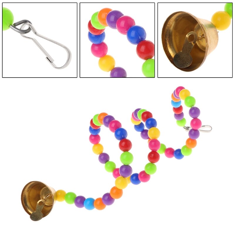 Papegøje legetøj spiral gyngestativ holder fugleklokke farverige perler stigekrog kan hænges på toppen af bure