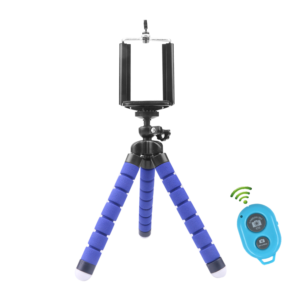 Universele Telefoon Houder Statief Flexibele Octopus Beugel Selfie Stand Mount Monopod Styling Accessoires Met Afstandsbediening: Blauw