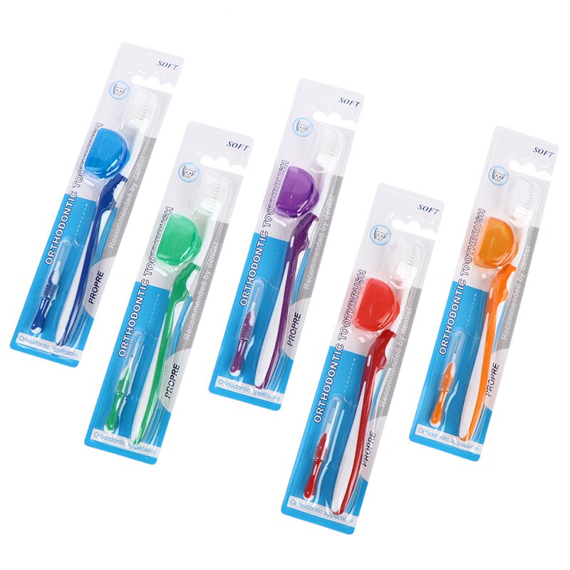 Cepillo de dientes en forma de V para adultos, con funda, Juego de cepillos interdentales, Kit de cepillo de dientes de hilo Dental, limpieza bucal