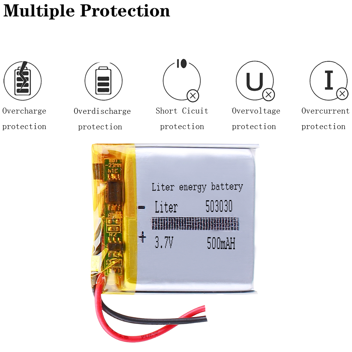 503030 3,7 V 500 mAh 453030 Batteria ricaricabile ai polimeri di litio Li Po agli ioni di litio per fotocamera Mp3 DVD GPS elettronica bluetooth