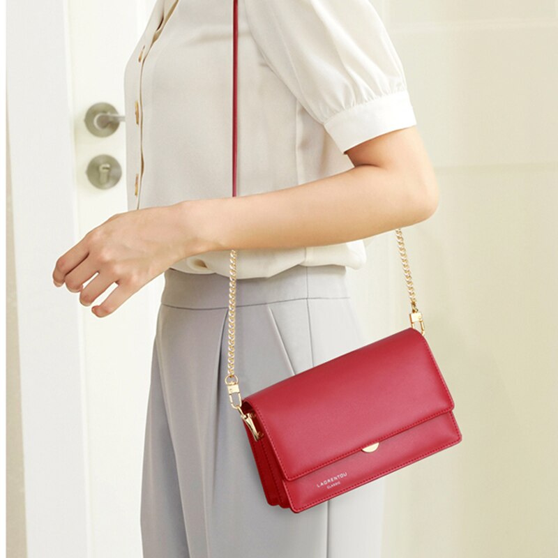 OLDSTERHEAD Einfache lässig Dame Crossbody-tasche Rindsleder Frauen Mini Schulter Umhängetasche Solide Klappe Tasche der murmeln Schild