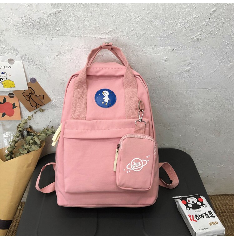 Girl Heart Ins Super Fire Girl Schoolbag Fifth And Sixth Grade With Simple Schoolbag Korean Version Harajuku Ulzzang Backpack: Pink