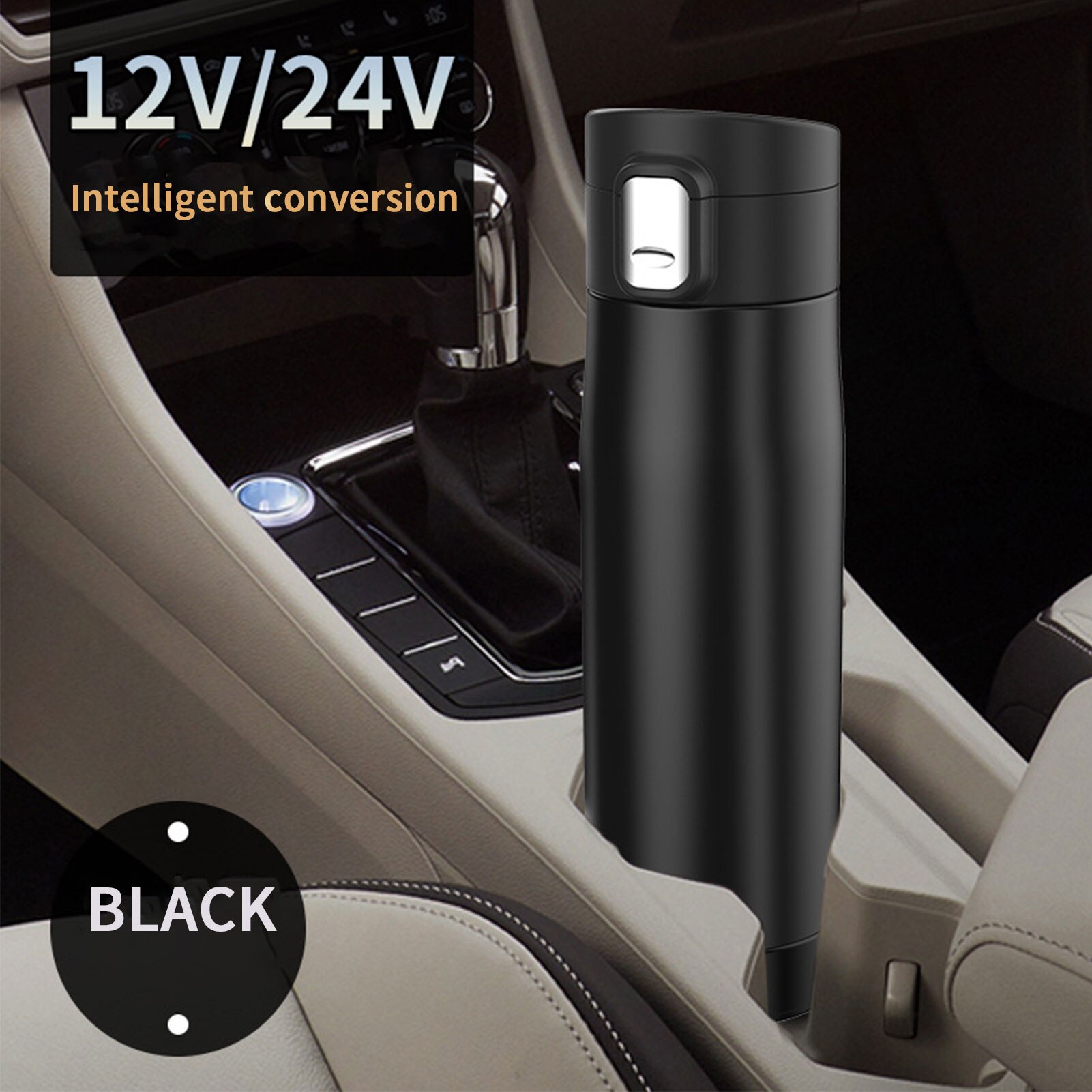 350ml Stainless Steel Car Electric Kettle That Supports 12V/24V Smart Conversion Car Travel Heating Cup 90W Fast Heating