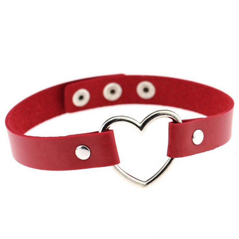 Collar de cuero con remaches Punk gótico para hombre y mujer, Gargantilla en forma de corazón, accesorios de joyería: 16