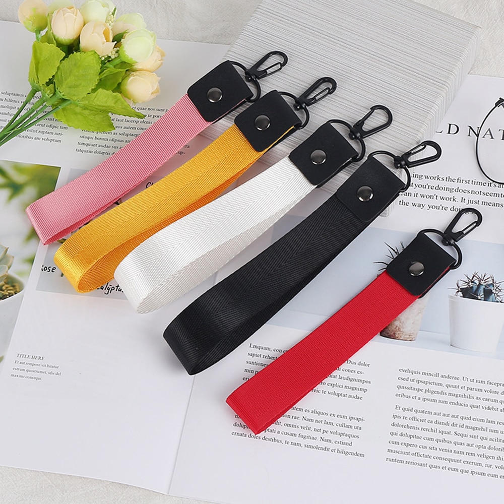 Effen Kleur Lanyards Tag Houder Neck Hang Id-kaart Lanyards Polsbandje Sleutel Touw Mobiele Telefoon Riemen Id-kaart Sleutelhanger zwart Rood