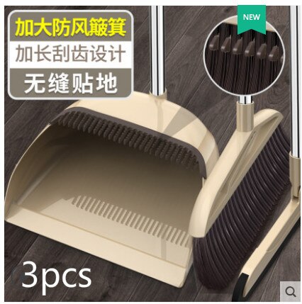 Huishoudelijke Zachte Haar Floor Cleaning Bezems Antislip Magnetische Handvat Winddicht Stoffer Kruimel Collector Magische Bezem En Stoffer Set: B without magnetic