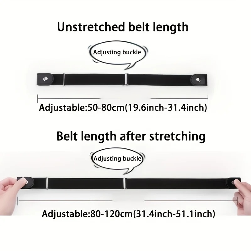 2pcs Adjustable Stretch Elastic Waist Band Invisible Belt Buckle-Free Belts for Women Men Jean Pants Dress No Buckle Easy ToWear