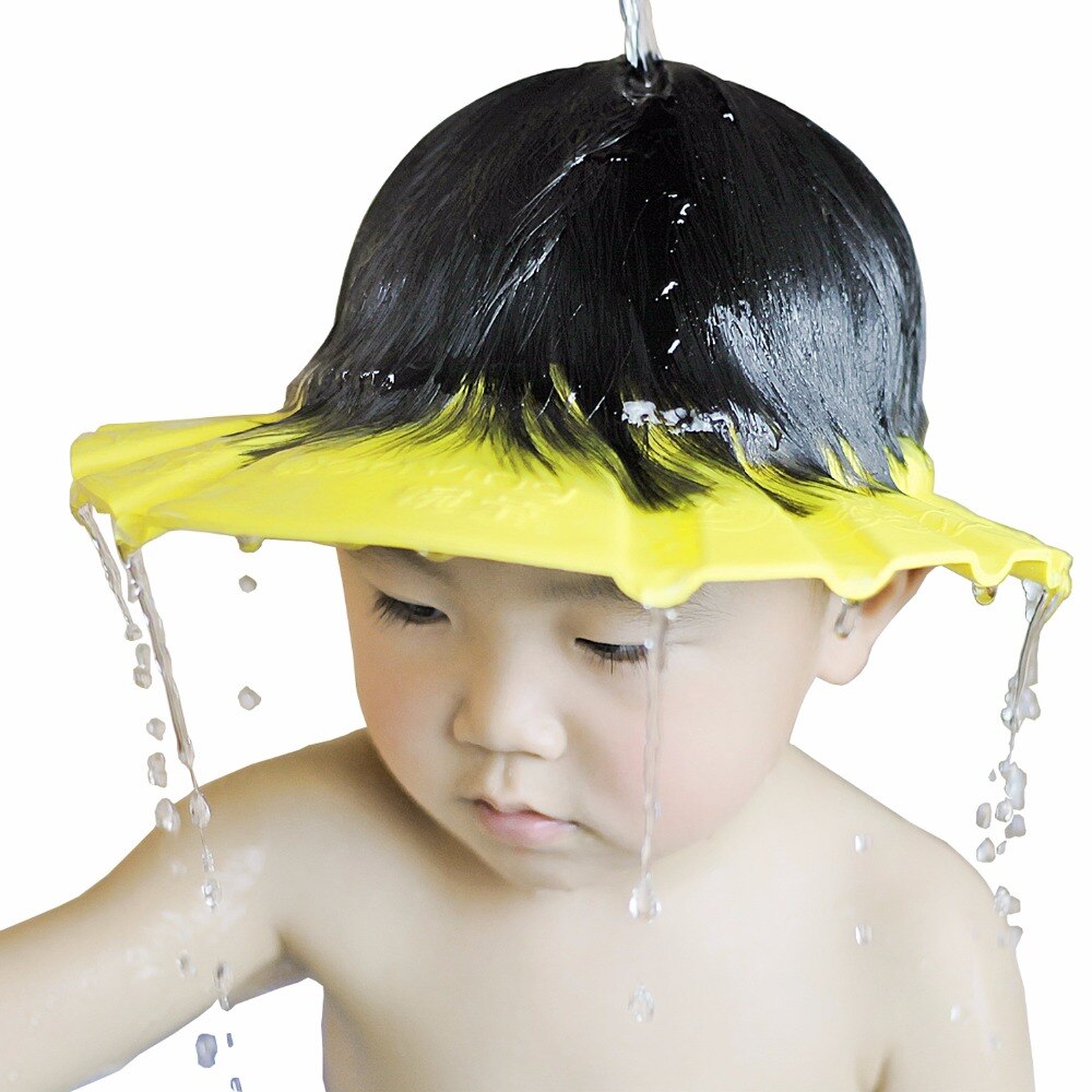 1 stk 26*28.5 cm sikre vandtætte beskytte øjne hår bruser badeværktøj til børn justerbar eva shampoo cap