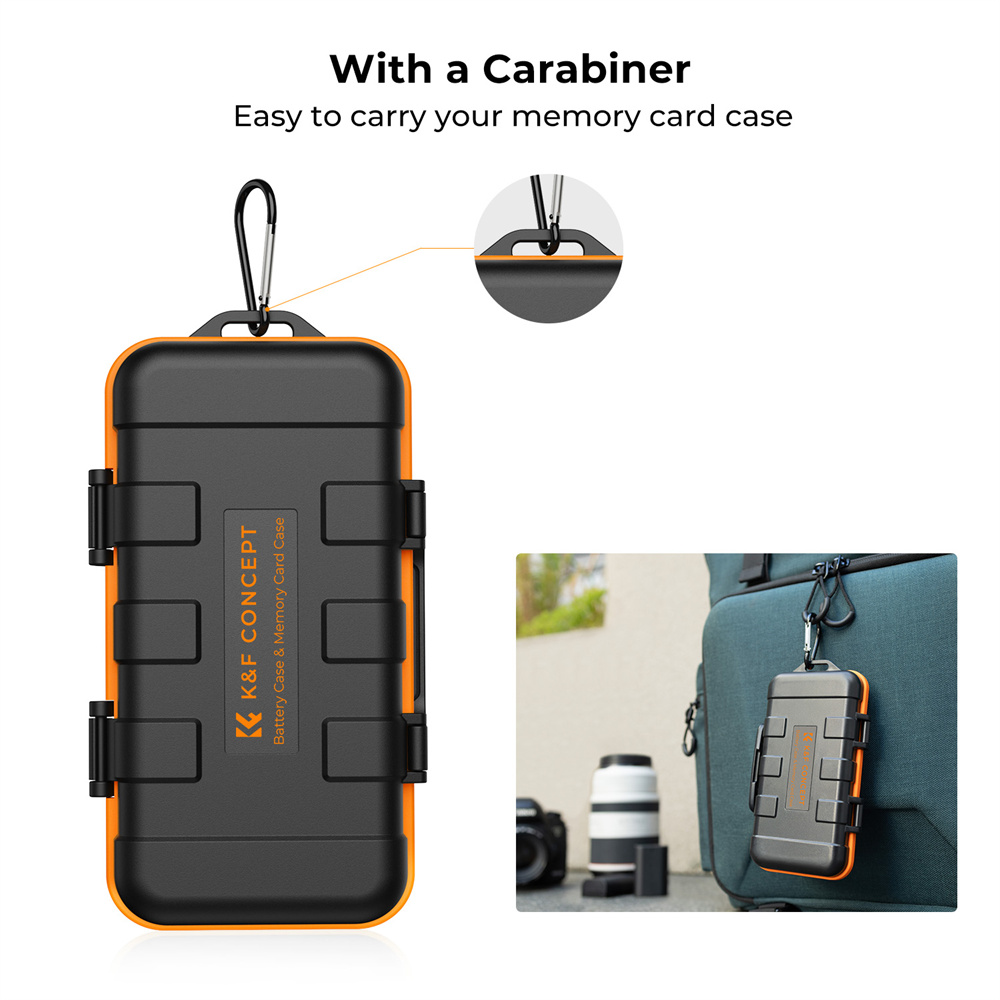 K&F Concept Waterproof Shockproof Card Slot ABS Shell Camera Battery Memory Card Case Large Capacity