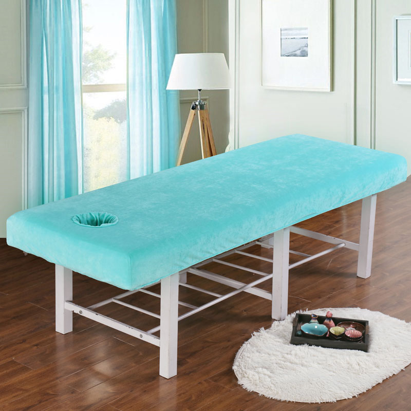 Dik hoeslaken van kristalfluweel, massagetafel voor schoonheidssalon, huidvriendelijk massagelaken, spa-bedovertrek met gaten.: Koningin / Blauw