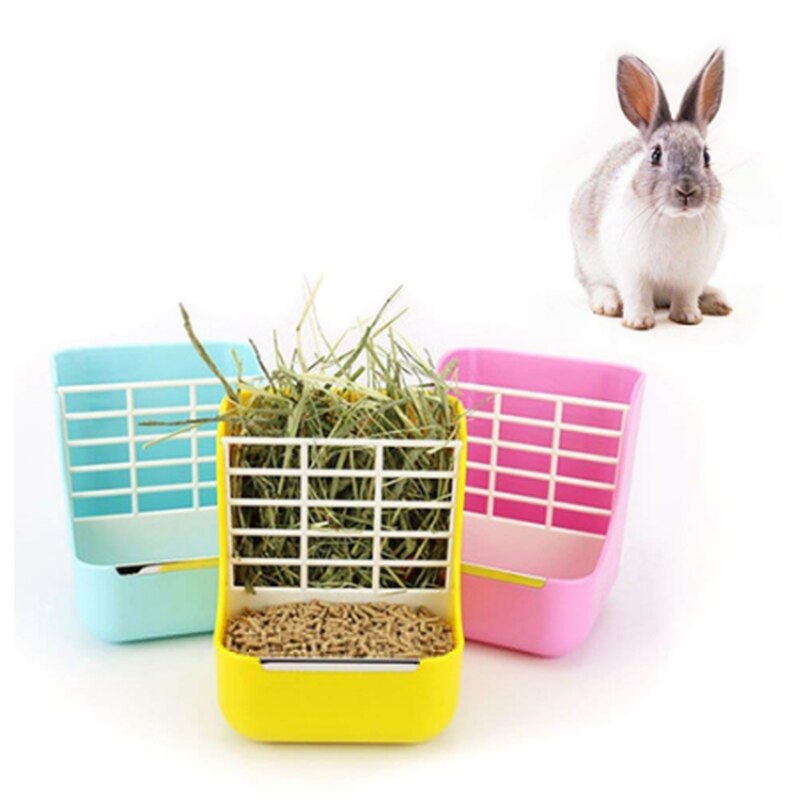 Rabbit Food Feeder Small Animal Supplies Rabbit Chinchillas Guinea Pig 2 In 1 Feeder Bowls Double use for Grass and Food ZM923