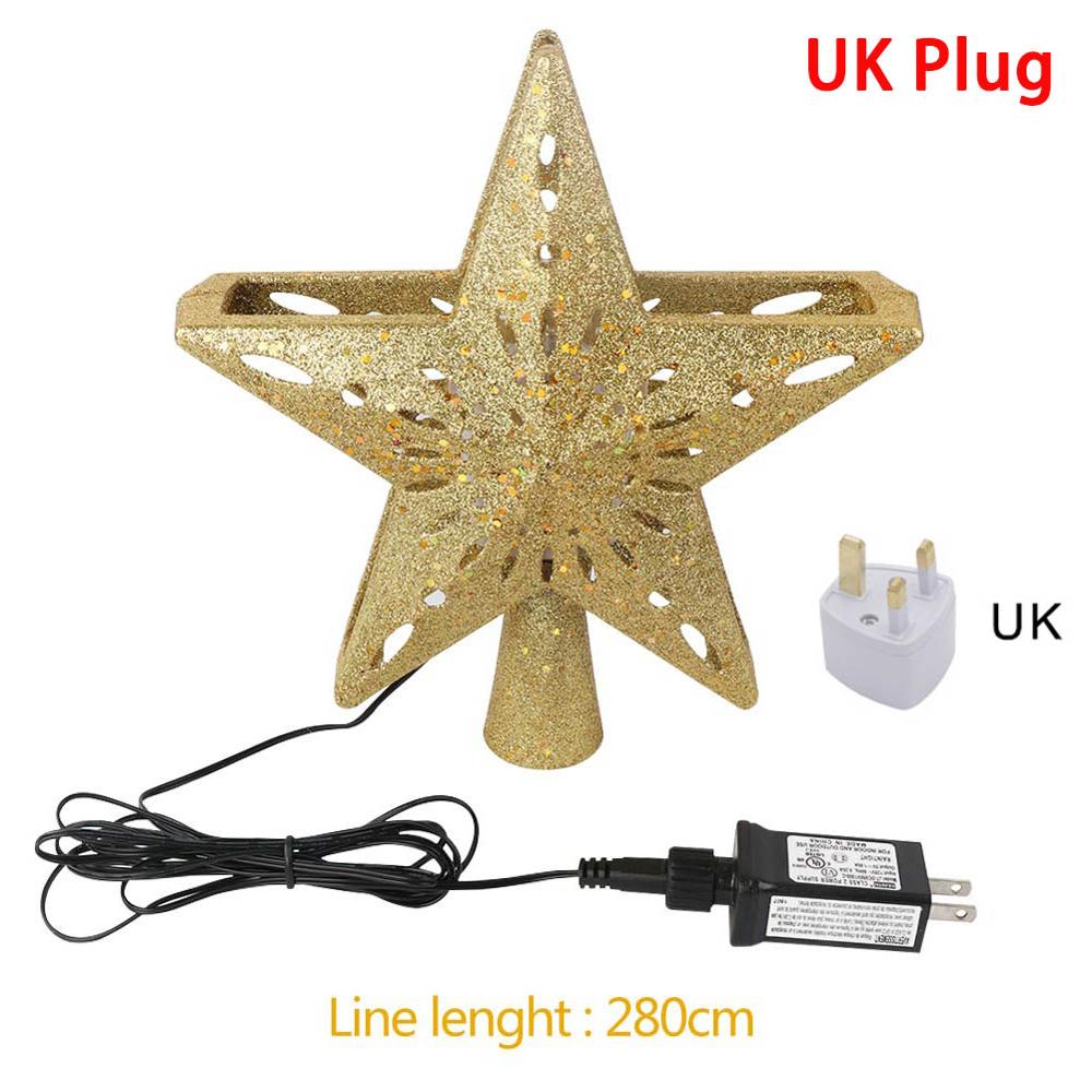 Ourwarm christmas tre topper glitter tent stjerne tre topper med justerbar roterende magisk projektor juledekorasjon: En britisk plugg