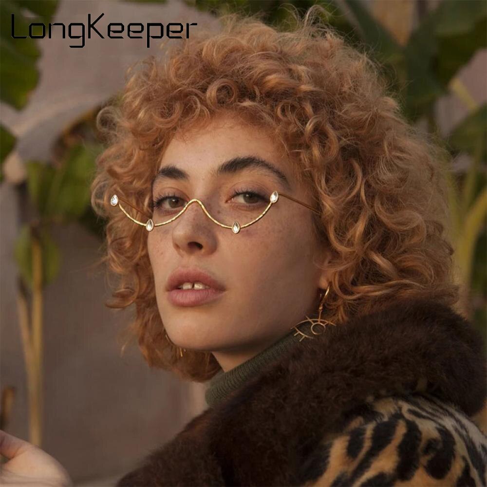 Diamond Glasses Frame Women Luxury Crystal Rhinestone Lensless Eyeglasses Water Eyewear Decoration